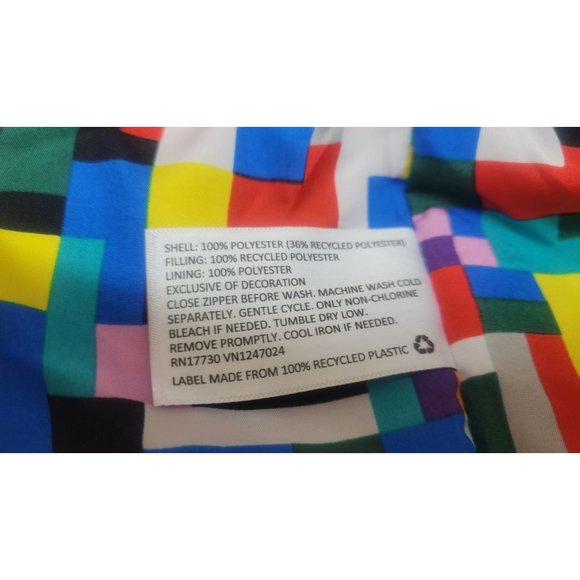 Lego Collection X Target Woman's Color Block Puffer Red Orange Pink Jacket Vest - Picture 6 of 8